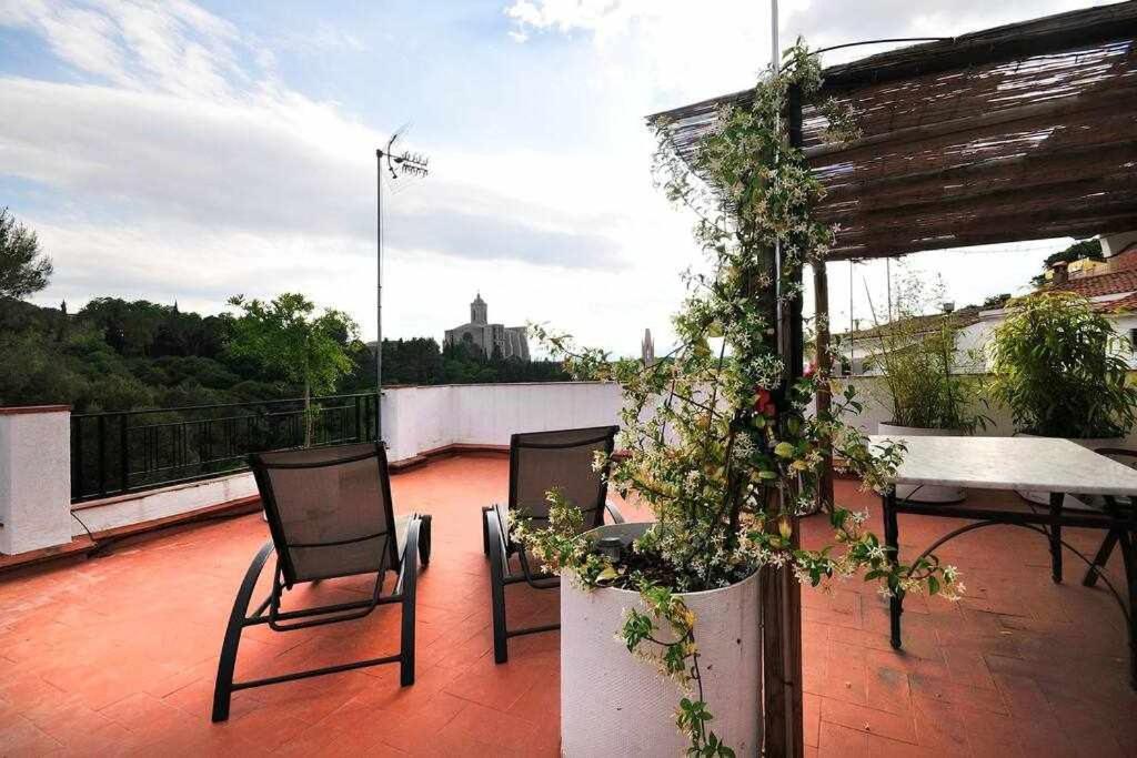 Apartamento Con Increibles Vistas Y Terraza Girona Bagian luar foto
