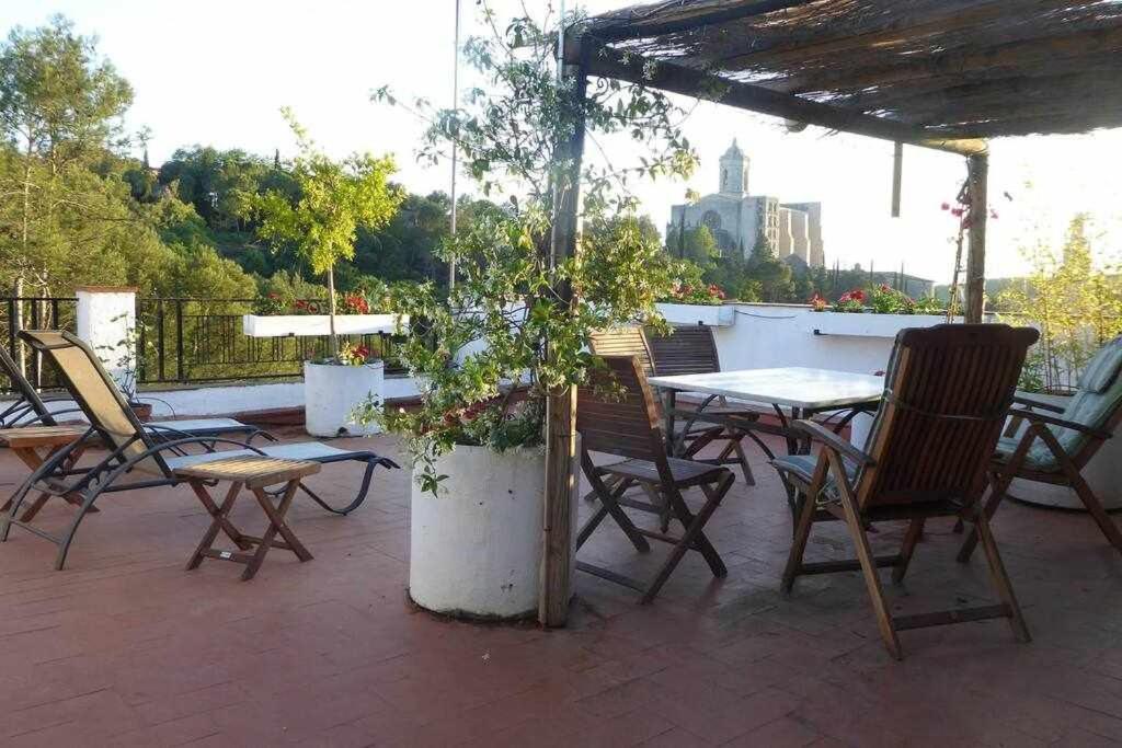 Apartamento Con Increibles Vistas Y Terraza Girona Bagian luar foto
